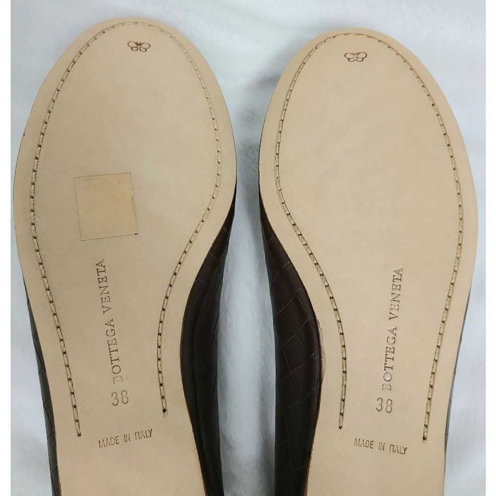 Bottega Veneta Brown Quilted Leather Flats Size 38 – Unused with Box - Picture 8 of 12